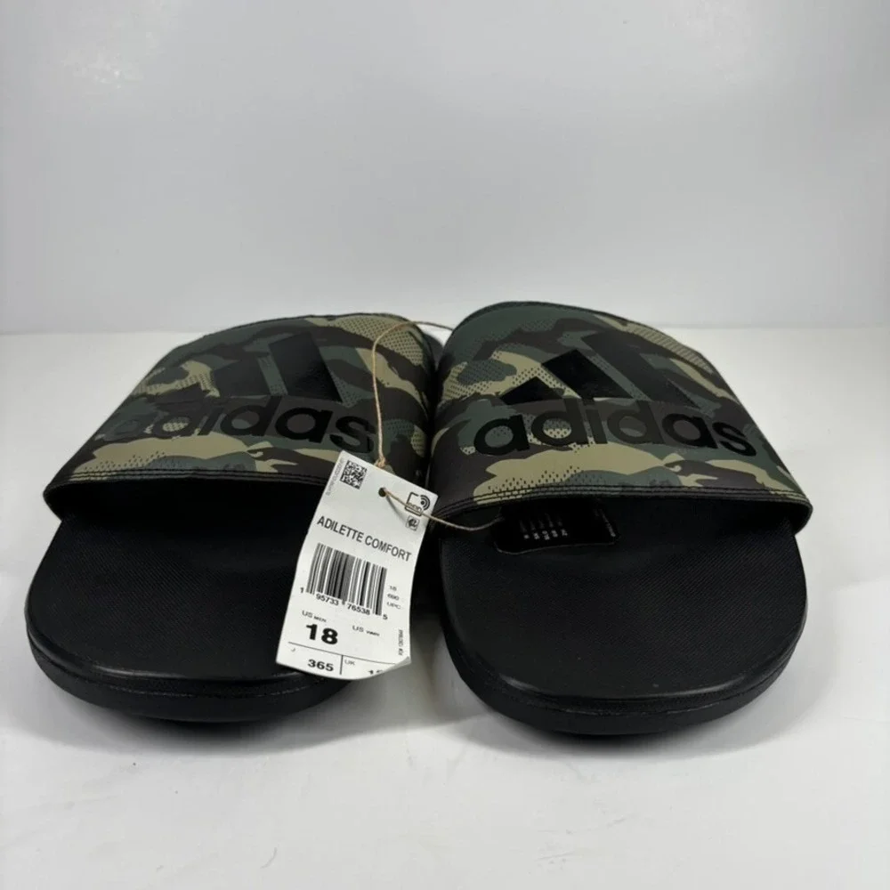 Adidas‎ Adilette Men's US 18 Camouflage Cloudfoam Slip-On Comfort Slide Sandals